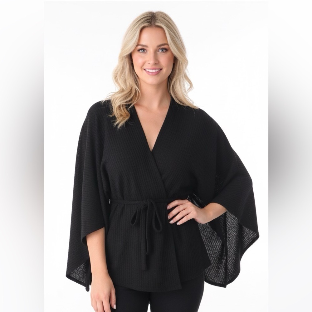 Symphony size small black cable knit sweater cape